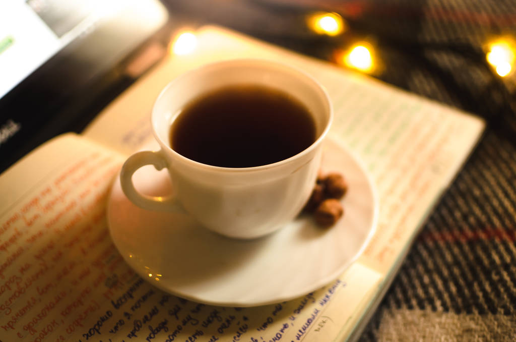 Hot black tea in an irony